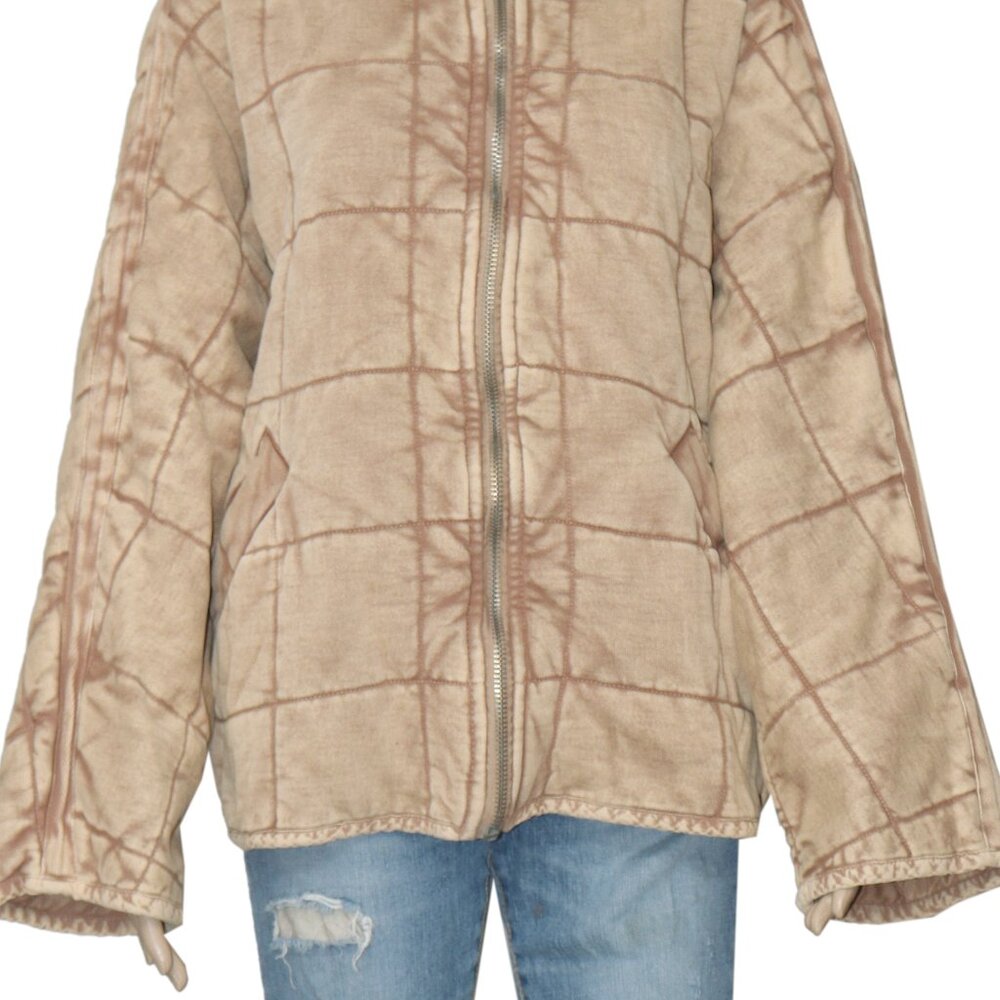 Free People Dolman Quilted Knit Jacket Top Champange Diamonds New - Picture 6 of 8